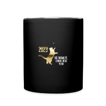 Vietnamesisches Neujahr Katze 2023 I Geschenk - Tasse einfarbig - Schwarz - Vorne