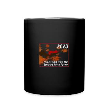 Vietnamesisches Neujahr Katze 2023 I Geschenk - Tasse einfarbig - Schwarz - Vorne