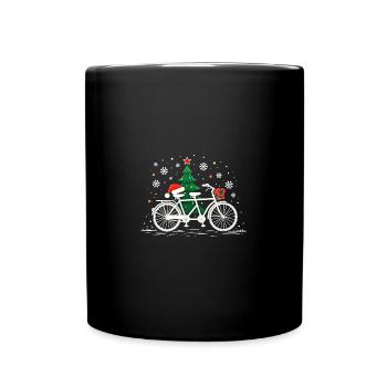 Fahrrad Weihnachtsbeleuchtung Vintage - Tasse einfarbig - Schwarz - Vorne