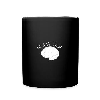 Brain Wanted White Drawing - Full Colour Mug - black - Front