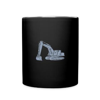 Excavator Driver Silhouette Design - For Construction Equipment Operator - Full Colour Mug - black - Front