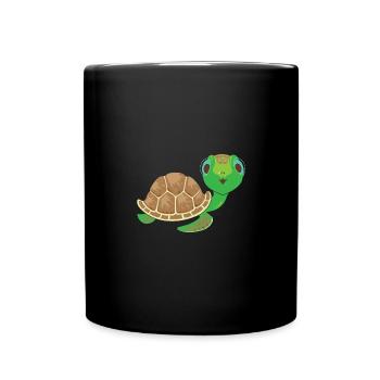 Kawaii Schildkröte: Süßer Charme - Tasse einfarbig - Schwarz - Vorne