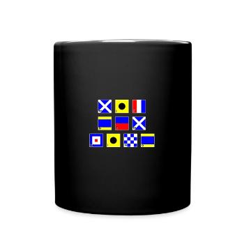 mit dem Wind im Flaggenalphabet - Tasse einfarbig - Schwarz - Vorne