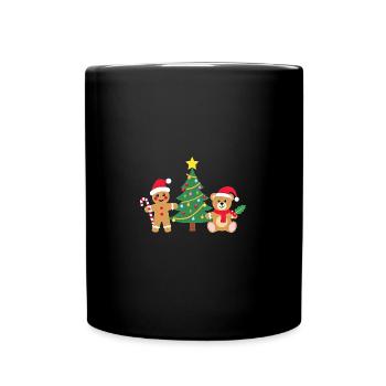Süße Kleine Santa's Friends Weihnachtsbaum - Tasse einfarbig - Schwarz - Vorne