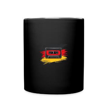 80er Mixtape Kassetten Look - Tasse einfarbig - Schwarz - Vorne