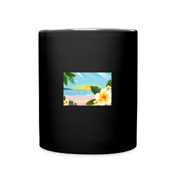 Frangipani Temple Tree Plumeria Frangipani Flower - Full Colour Mug - black - Front