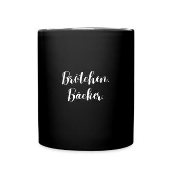 Brötchen Bäcker Weiß - Tasse einfarbig - Schwarz - Vorne