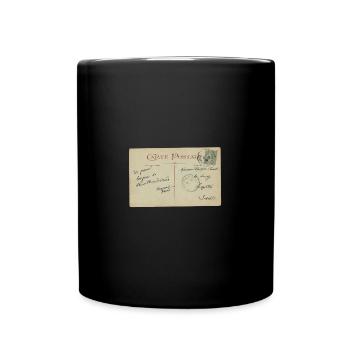 Vintage französische Postkarte, Handschrift - Tasse einfarbig - Schwarz - Vorne