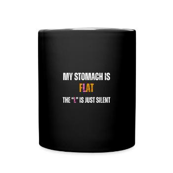flat Stomach - flacher Bauch dick Bierbauch - Tasse einfarbig - Schwarz - Vorne