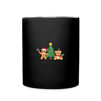 Weihnachtsbaum Lebkuchen - Santa's Friends - Tasse einfarbig - Schwarz - Vorne