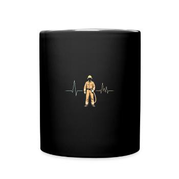 Firefighter heartbeat fire brigade sayings - Full Colour Mug - black - Front