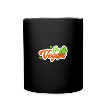 I will be with vegetable farms, vegetarian vegan - Full Colour Mug - black - Front