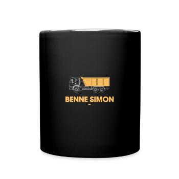 Gelber Simon-Müllcontainer - Tasse einfarbig - Schwarz - Vorne