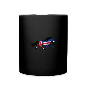 Islandpferd im Rennpass Islandflagge Grafik - Tasse einfarbig - Schwarz - Vorne