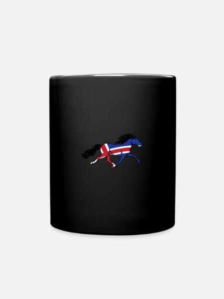 Islandpferd im Rennpass Islandflagge Grafik - Tasse einfarbig - Schwarz