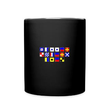 Wasser unterm Kiel im Flaggenalphabet - Tasse einfarbig - Schwarz - Vorne