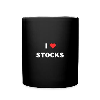 I love stocks - Börsen Design - Tasse einfarbig - Schwarz - Vorne