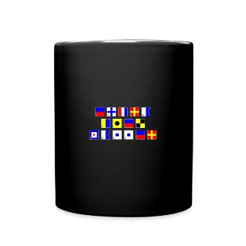 extra Kielwasser im Flaggenalphabet - Tasse einfarbig - Schwarz - Vorne