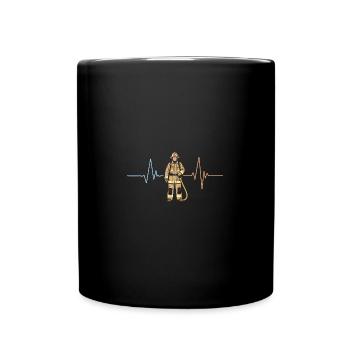 Feuerwehr-Herzschlag - Witziges - Tasse einfarbig - Schwarz - Vorne