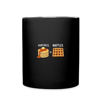 Pfannkuchen über Waffeln - Tasse einfarbig - Schwarz - Vorne