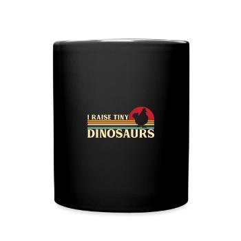 I raise tiny Dino Chicken Rooster Farmer Dinosaur - Full Colour Mug - black - Front
