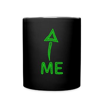 Ich mit Pfeil - Tasse einfarbig - Schwarz - Vorne