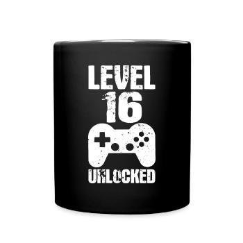 Fête du 16ème anniversaire Rétro Niveau 16 Ans - Mug uni - noir - Devant