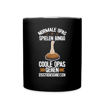 Eisstockschießen coole Opas Stockschießen Eisstock - Tasse einfarbig - Schwarz - Vorne