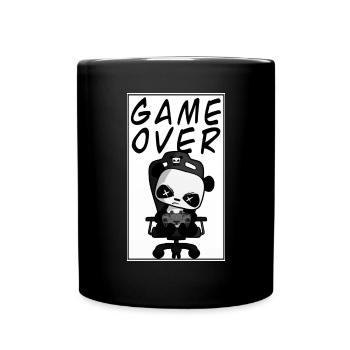 Game Over Funny Cute Gaming Panda Nerd Gambling - Full Colour Mug - black - Front