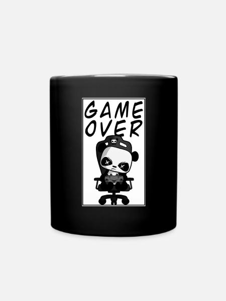 Game Over Funny Cute Gaming Panda Nerd Gambling - Full Colour Mug - black