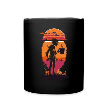 Illustration de zombies avec un café à la main - Mug uni - noir - Devant