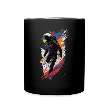 Astronaut lost in space - Splash Art Illustration - Full Colour Mug - black - Front