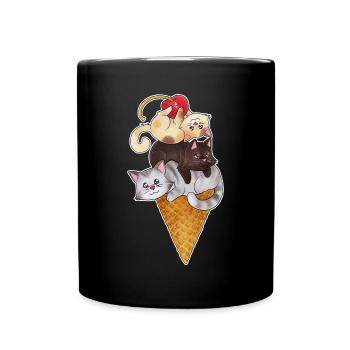 Kittycone - Niedliche Katzen in Eiswaffel Sommer - Tasse einfarbig - Schwarz - Vorne