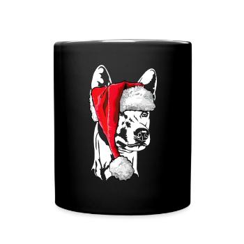 Santa Basenji Weihnachten Hunde Hund Wilsigns - Tasse einfarbig - Schwarz - Vorne