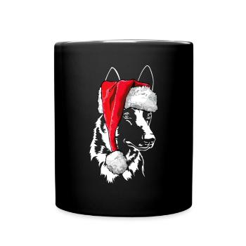 Santa Malinois Christmas St. Nicholas Dogs Wilsigns - Full Colour Mug - black - Front