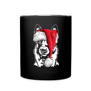 Père Noël Malinois Saint-Nicolas chiens Wilsigns - Mug uni - noir - Devant