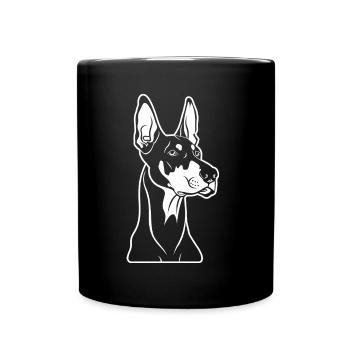 Dobermann - Tasse einfarbig - Schwarz - Vorne