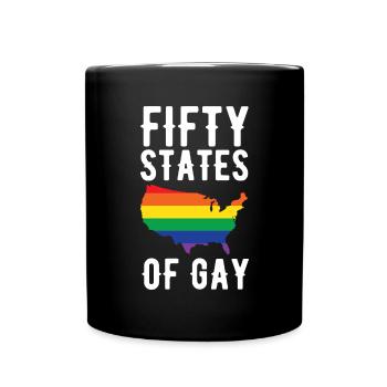 LGBT 50 States Gay Lesbian Rainbow Pride Holiday - Full Colour Mug - black - Front