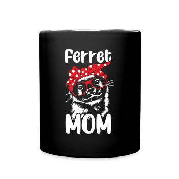 Frauen Frettchen Mama Rot Bandanna Lustiges Wiesel - Tasse einfarbig - Schwarz - Vorne