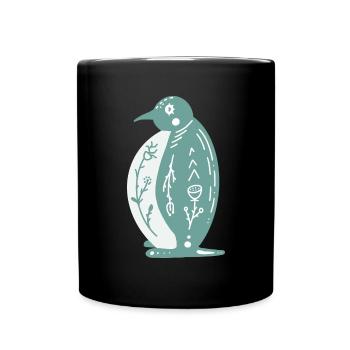 Merry Christmas Pinguin Pfote T-Shirt - Tasse einfarbig - Schwarz - Vorne