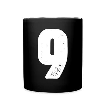 9 Zahl Trikot - Tasse einfarbig - Schwarz - Vorne
