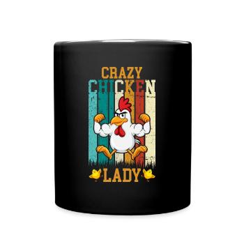 Chicken Lady Chickens Farmer Chicken Lovers - Full Colour Mug - black - Front