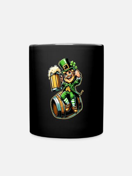 Bierfass-Leprechaun (Irischer Kobold) - Tasse einfarbig - Schwarz