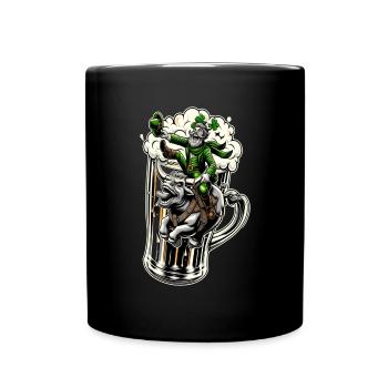 Riding Leprechaun (Irish Leprechaun) - Full Colour Mug - black - Front