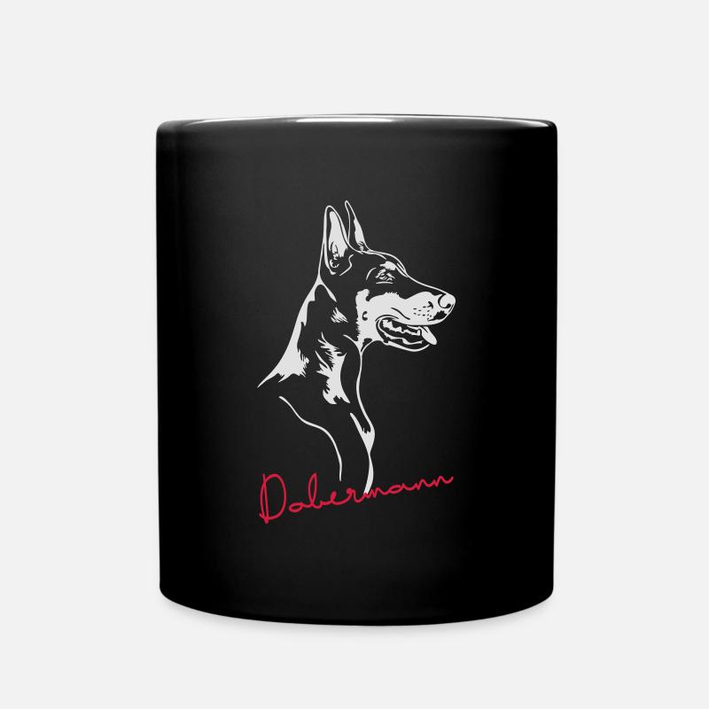 Dobermann Hundeportrait Hund Hunde Wilsigns - Tasse einfarbig - Schwarz