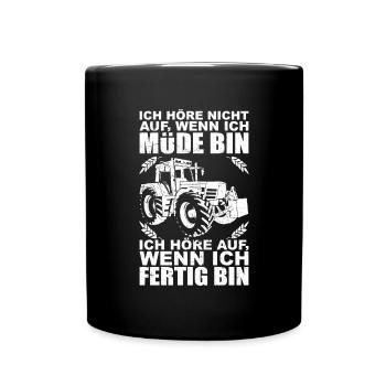 Bauer Traktor - Geschenk Landwirt - Tasse einfarbig - Schwarz - Vorne