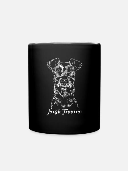 IRISH TERRIER Portrait Wilsigns Hunde Geschenk - Tasse einfarbig - Schwarz