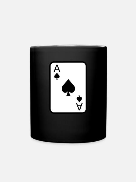 Pik Aß Spielkarte Poker Geschenkidee - Tasse einfarbig - Schwarz