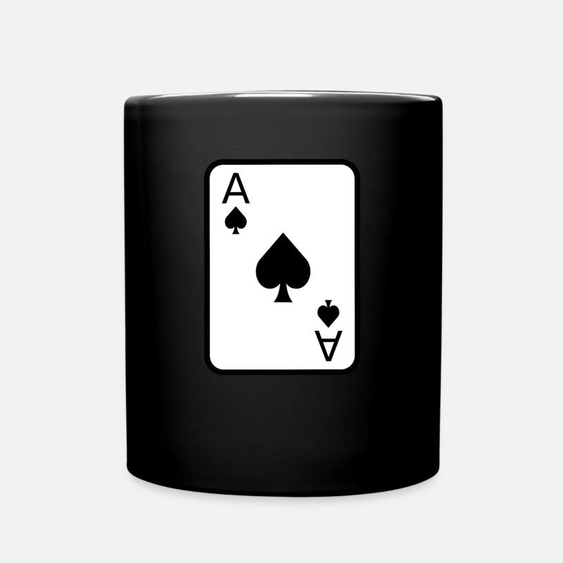 Pik Aß Spielkarte Poker Geschenkidee - Tasse einfarbig - Schwarz