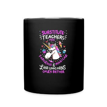 Austauschlehrer Vertretungslehrer Schule Einhorn - Tasse einfarbig - Schwarz - Vorne